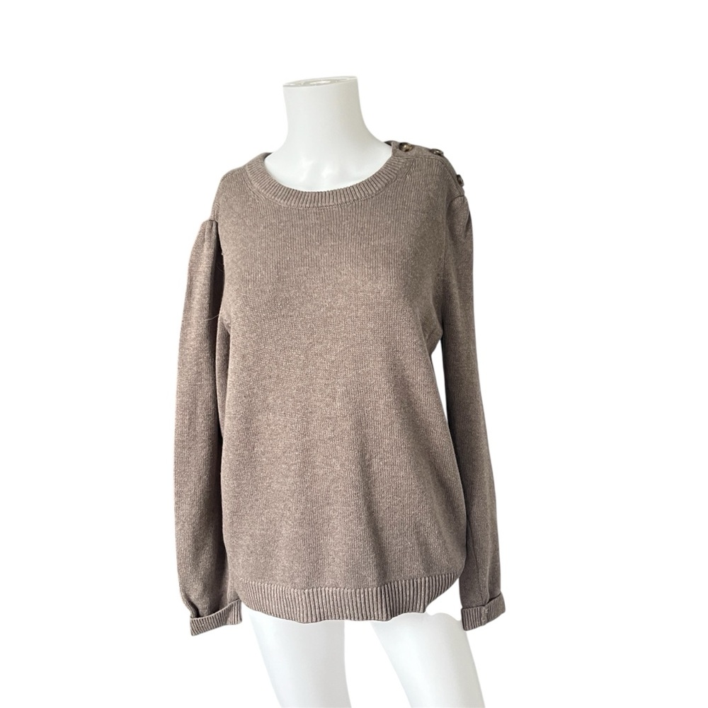 NEW Ann Taylor LOFT Knit Sweater Taupe Neutral Cotton Womens Size Large L